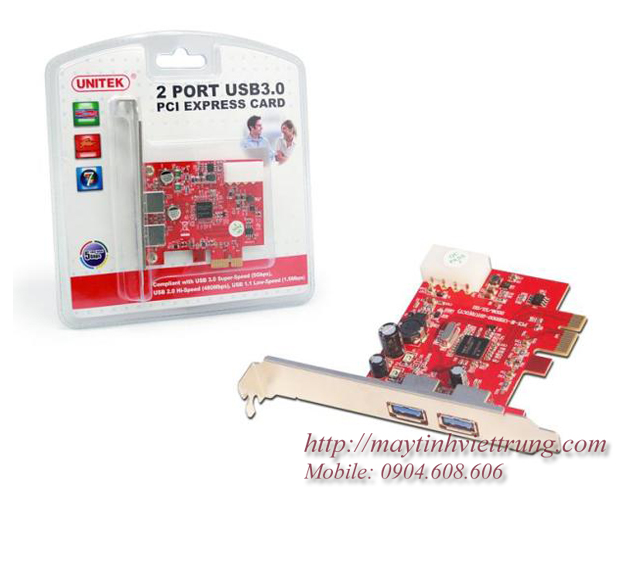 CARD PCI-EX TO 2 PORT USB 3.0 UNITEK Y-7301, CARD PCI-EX TO USB 3.0 UNITEK